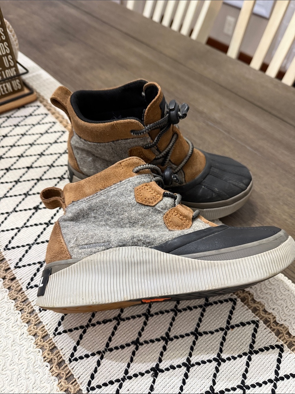 Kids Sorel Waterproof Brown and Gray Winter Rain + Snow Boots